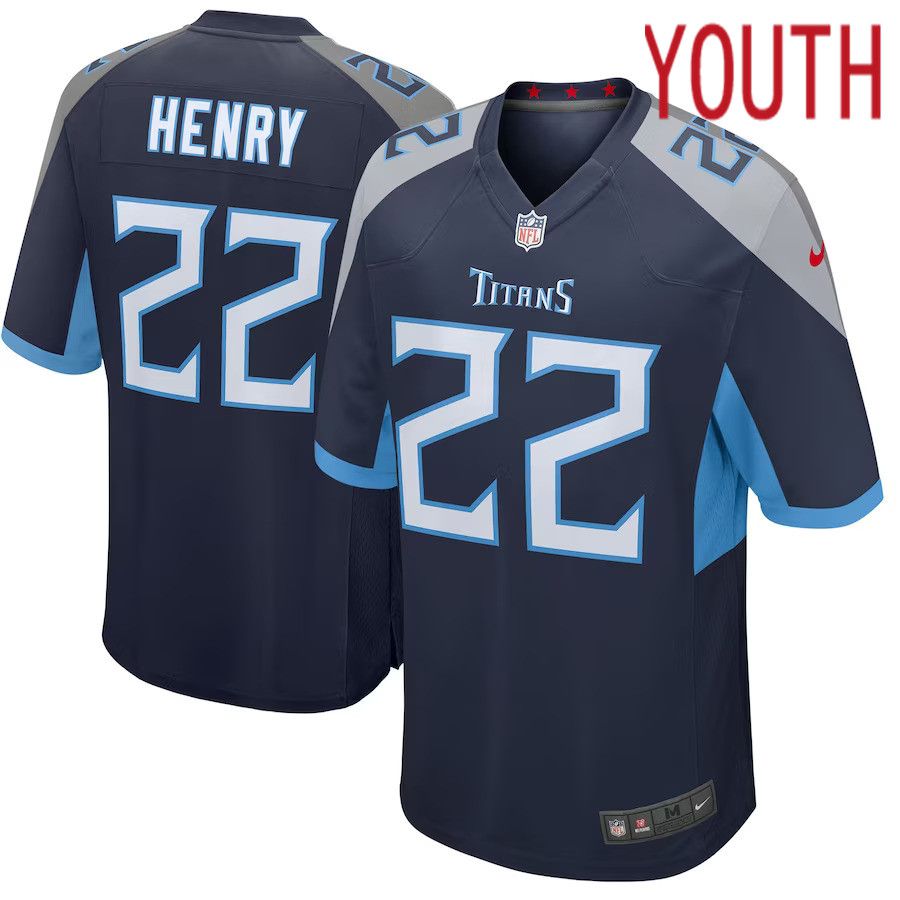 Youth Tennessee Titans 22 Derrick Henry Nike Navy Game Player NFL Jersey